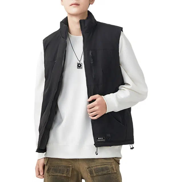 工装风通勤户外登山多口袋设计 赫赫良衣 美式复古立领纯色宽松舒适休闲无袖上衣外套基础款高街机能风日常潮牌百搭加厚保暖马甲 男女同款