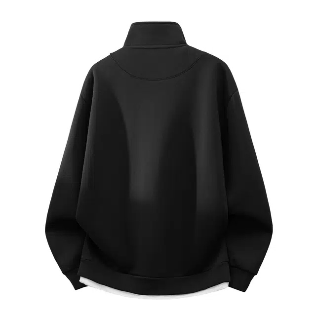 瑞梵帝斯 秋冬美式高街潮牌半拉链套头半高领宽松休闲百搭工装内穿打底柔顺亲肤柔软舒适时尚高级感纯色外套内搭卫衣 男款