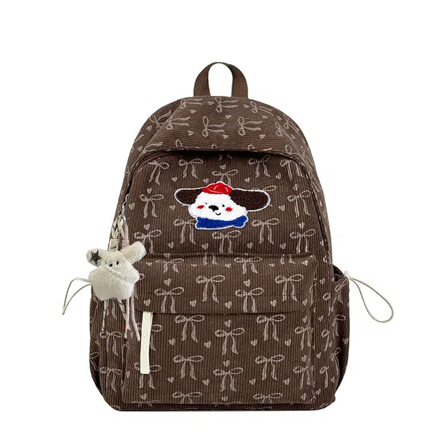 笛贝嘉 小众设计感可爱小狗蝴蝶结高颜值校百搭通勤 尼龙 双肩包 常规 女款 多色