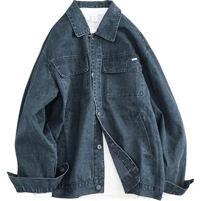 宫奴 潮牌复古重工砂洗宽松百搭工装牛仔外套 男女同款
