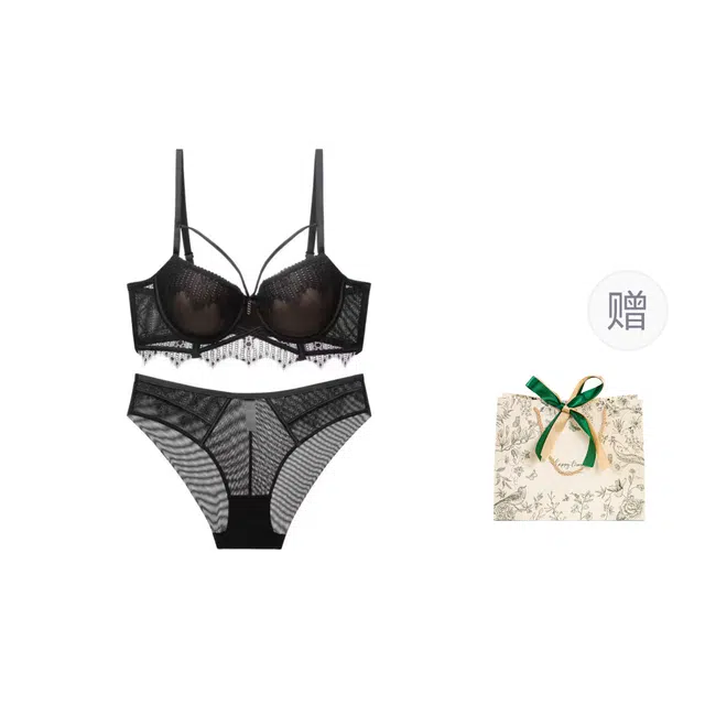 皇室品轩 性感诱惑大码文胸小胸聚拢上托本命年蕾丝内衣裤套装 女款