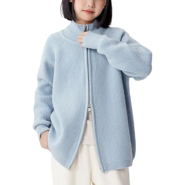左西毛衣 针织开衫翻领厚款 儿童款