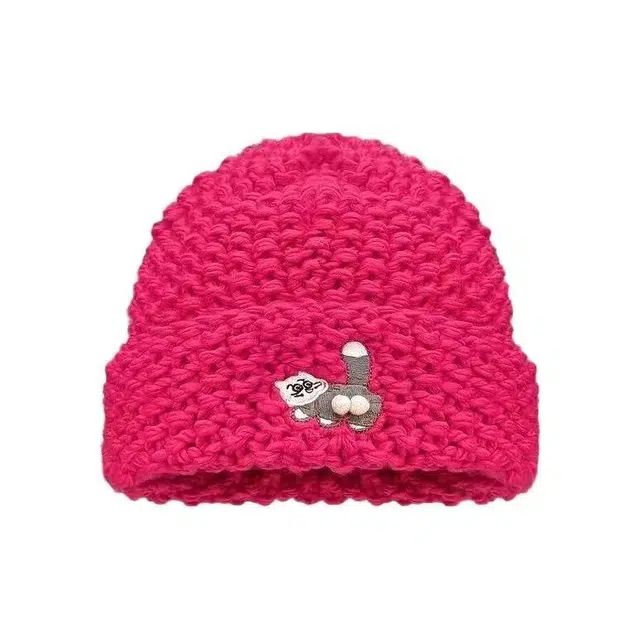 恩僾德 日系小众设计可爱卡通小咪毛绒针织帽保暖氛围感护耳包头帽 涤纶 绒线帽 男女同款情侣款