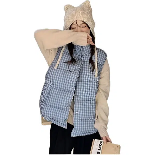 纤丝鸟 韩版学生马甲短款宽松显瘦时尚洋气外套棉服 女款