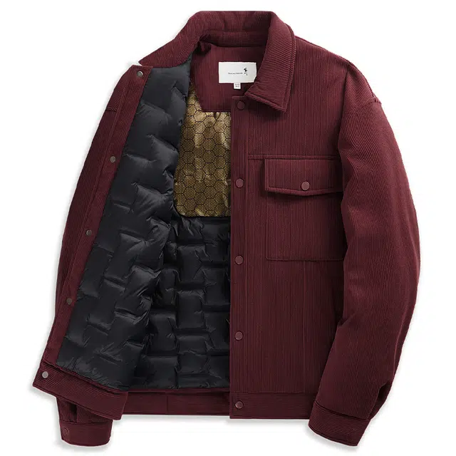 与狼共舞 石墨烯鸭绒内胆 蓄热锁温时尚细纹格绒工装翻领舒暖通勤百搭夹克外套 男款