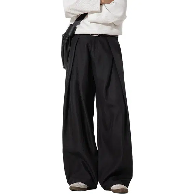 佐菲利 美式高级感双褶垂感老钱风宽松通勤阔腿裤潮牌西装裤 男女同款