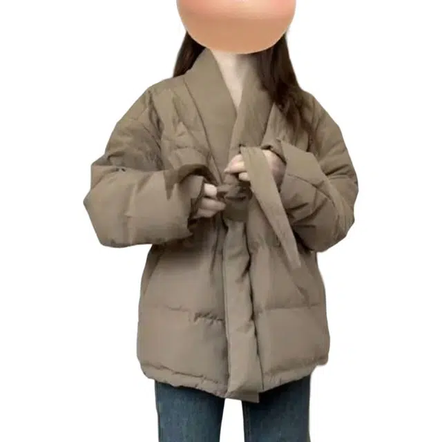 纤丝鸟 韩系简约风格小个子穿搭收腰系带服外套舒适棉服 女款