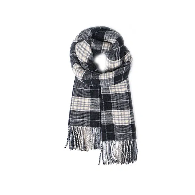 雅鹿优选 时尚密码格纹双面仿羊绒秋冬季学院风保暖流苏礼盒装 聚酯纤维 绒线围巾 男女同款情侣款