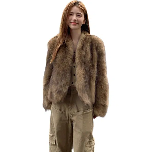 思蓓儿 小香风毛绒外套女冬季韩版高级感小个子气质短款上衣皮草 女款