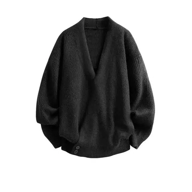 华夏儿女 复古日系简约字母刺绣设计秋冬款老钱风宽松舒适百搭高街店主主理风时尚小众感针织衫 男女同款