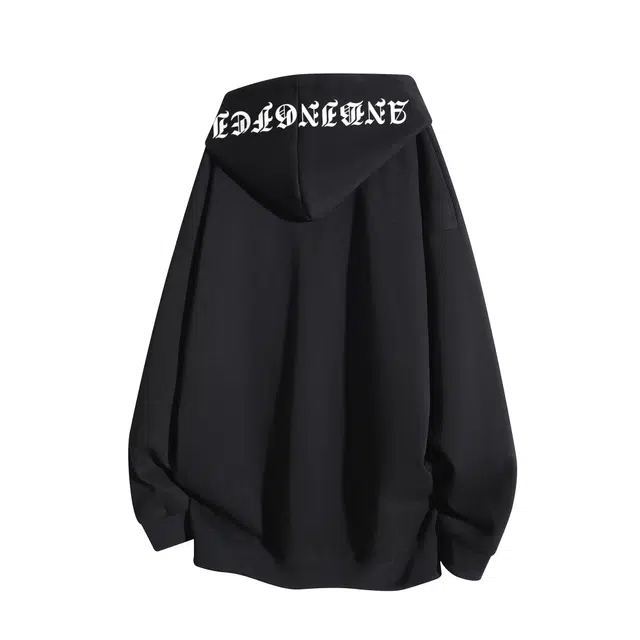 冰飞 美式复古嘻哈街头风收货字母印花加绒加厚御寒保暖长袖连帽套头卫衣 男女同款