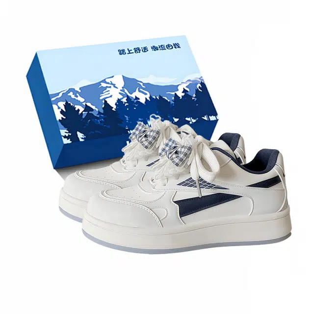 小鹿米利 百搭休闲轻便运动小白鞋蕾丝蝴蝶结可爱时尚 保暖减震耐磨增高 低帮 板鞋 女