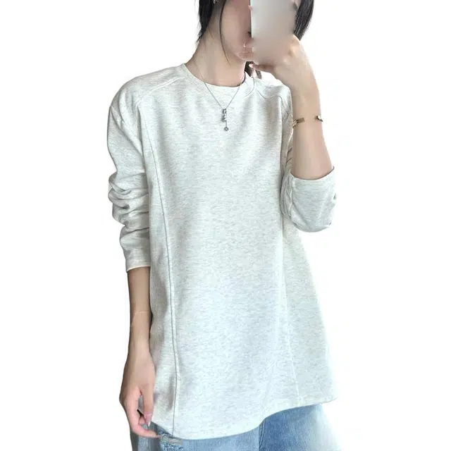 单爵 圆领上衣秋季美式正肩小领口打底衫高级感卫衣 男女同款