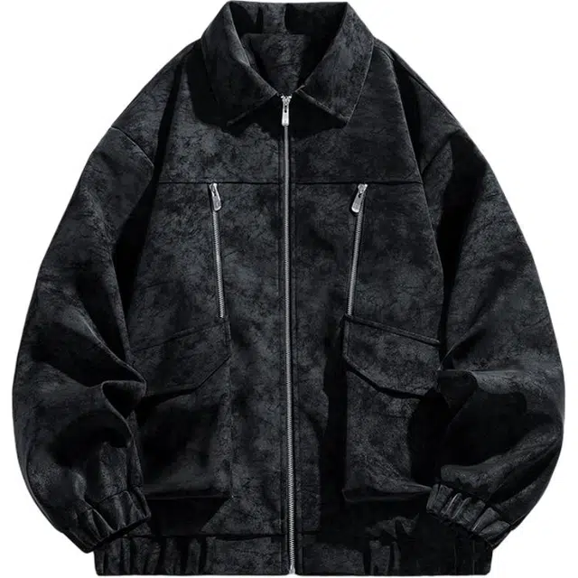 海尔斯 潮流百搭纯色翻领宽松落肩长袖夹克外套 男女同款