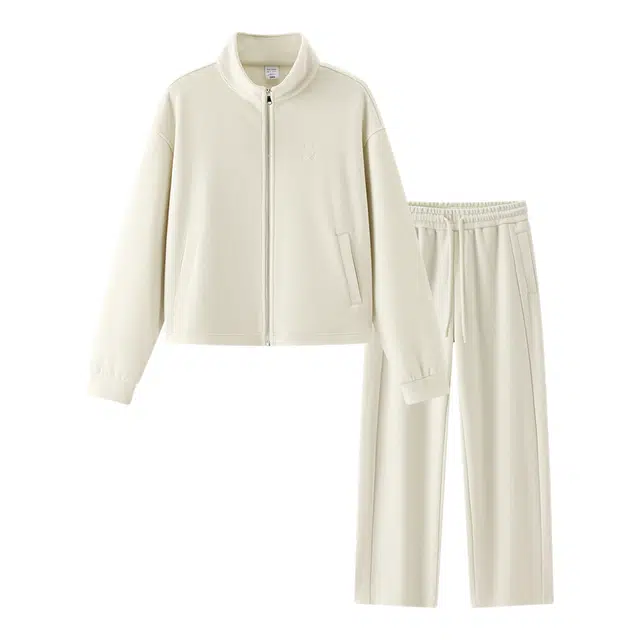 森马 联名款冬外套阔腿裤纯色长袖立领甜美风长裤休闲运动套装 女款