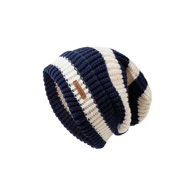 浪莎 韩式潮流字母贴标针织堆堆帽大头围时尚百搭休闲出街包头帽显脸小 聚酯纤维 绒线帽 男女同款情侣款