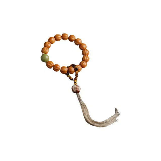 茂琼 招财纳福万事顺遂平安喜乐新中式国潮文玩鱼背藏式文玩配饰流苏盘玩佛珠经典复古复古设计时尚高级感文玩 猴头核桃 手串 男款