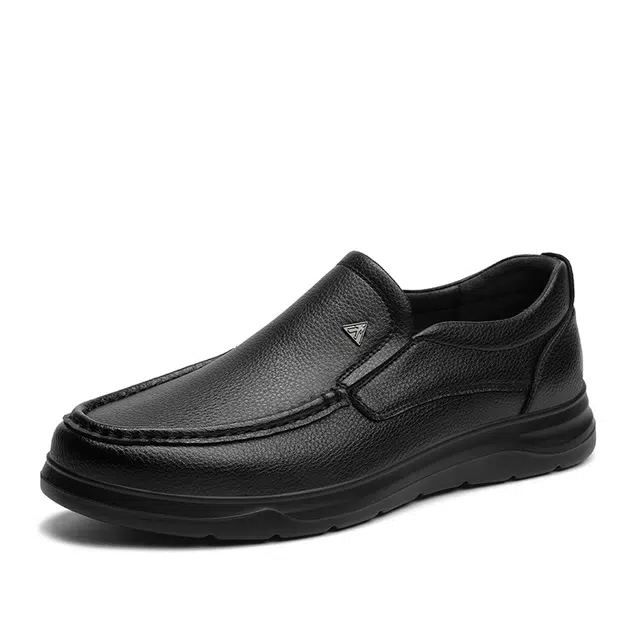 足力健 合成革牛剖层革 轻便 舒适 时尚 百搭 休闲 商务 经典 简约 皮鞋 男款