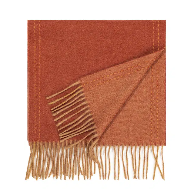 一米画纱 双面双色美拉德风高品质个性流苏外搭时尚加厚保暖轻奢舒适 山羊绒 绒线围巾 女款