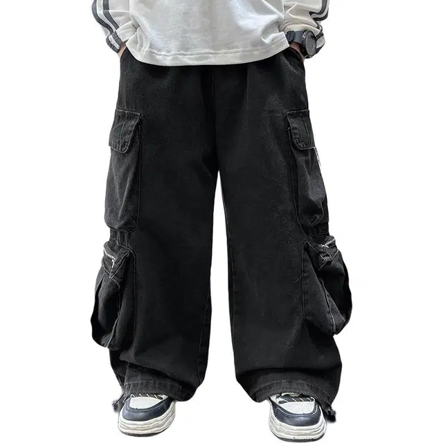 黑恐龙牛仔裤 阔腿潮痞帅气韩版长裤 青少年