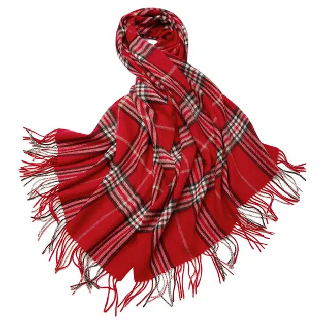 恒源祥 方格条纹经典百搭保暖 羊毛 绒线围巾 男女同款情侣款