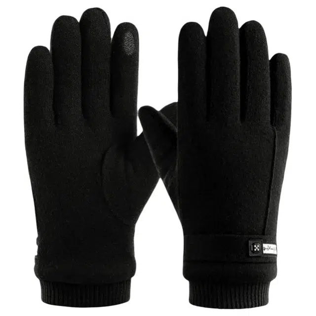 恒源祥 品牌加绒加厚保暖防风骑行户外 羊毛 绒线手套 男款