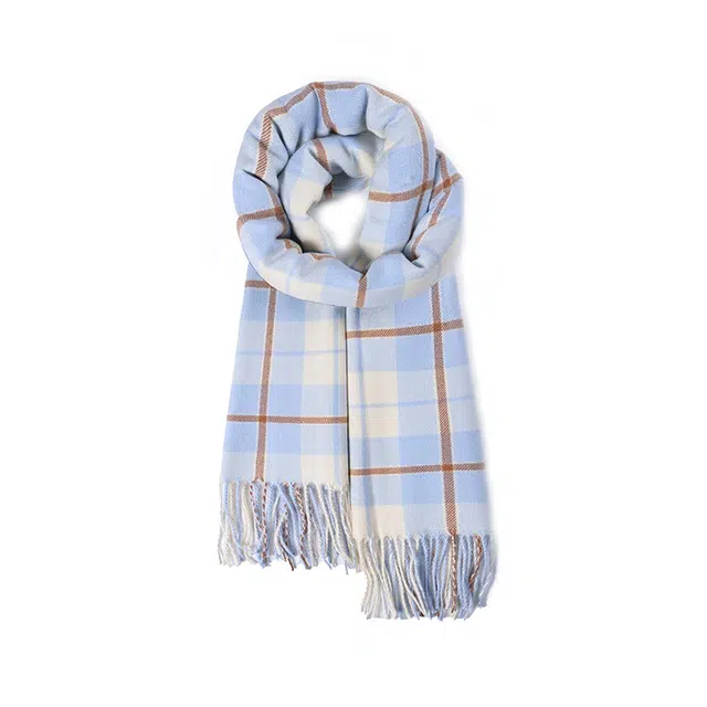 雅鹿优选 小清新学院风高颜值粗线条格子防寒护脖保暖加厚柔软撞色 聚酯纤维 绒线围巾 男女同款情侣款
