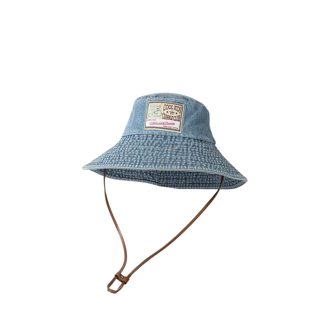 杨同学 日系贴布牛仔登山水洗做旧遮阳防晒 涤纶 渔夫帽 女款 浅蓝/深蓝/黑色