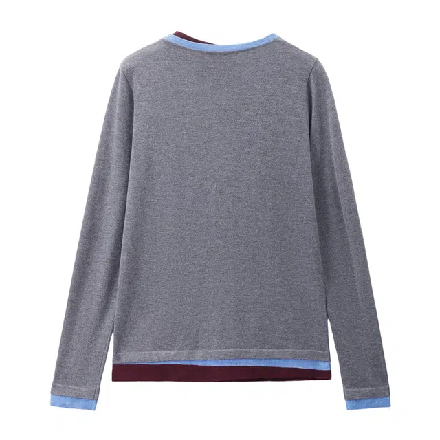 佐丹奴 假两件撞色圆领毛织套头针织衫 女款