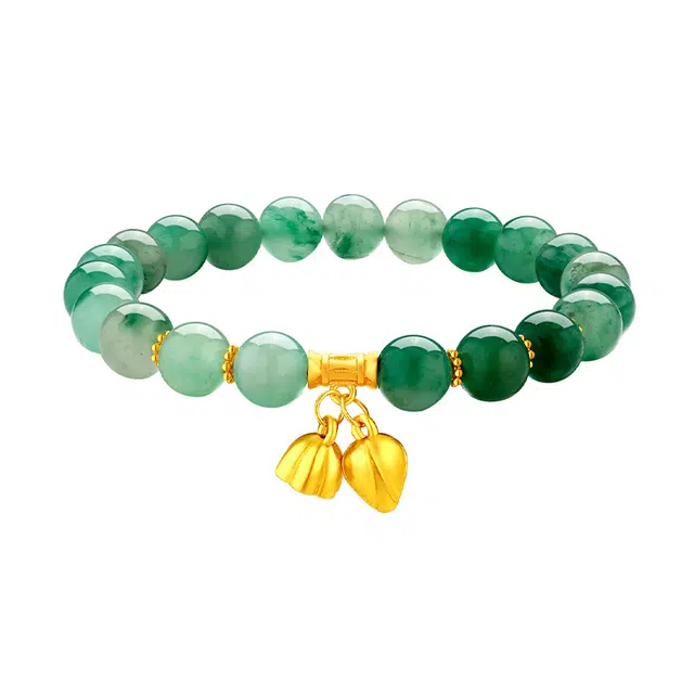 梦金园 两世欢 国潮新中式经典雅韵气质显白百搭 国风旗袍穿搭 非洲翠 石英岩玉手串 女款