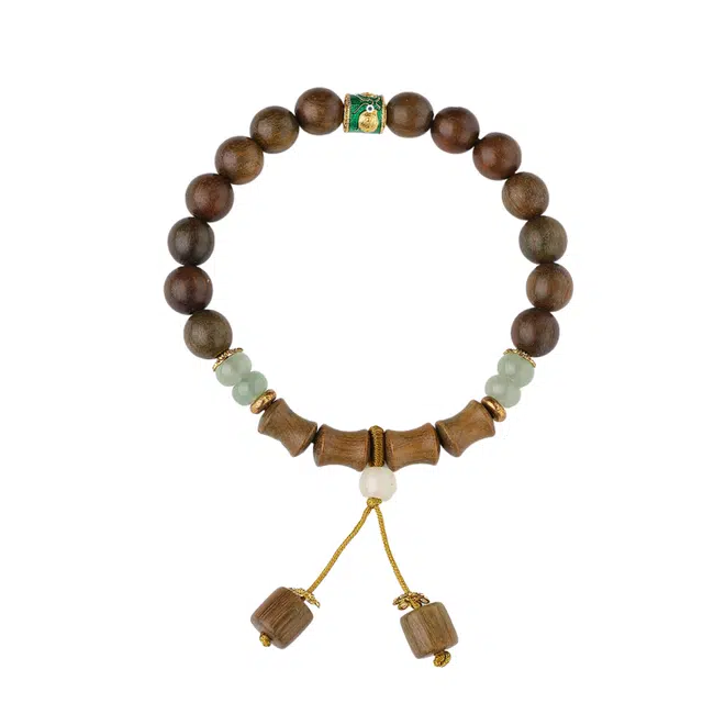 子婳 吉祥如意好运连连新中式国潮复古文艺转运简约禅意素雅文玩盘玩佛珠念珠小众简约百搭 绿檀 手串 男女同款情侣款