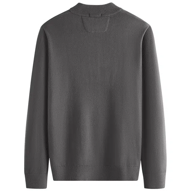 与狼共舞 轻商务时尚简约纯色休闲通勤日常百搭舒适柔软保暖亲肤半拉链圆领羊毛衣 男款