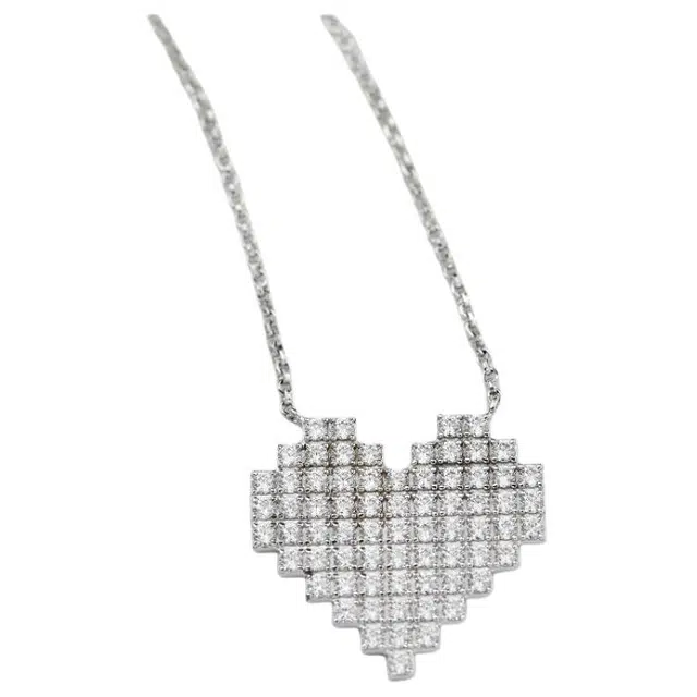 apm Monaco Heart Diamond Necklace 925 Silver