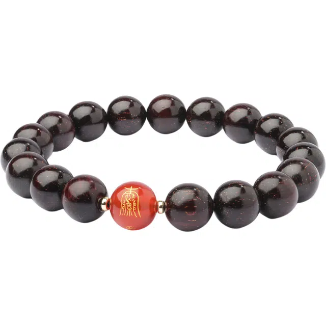 三檀小舍 新中式复古招财纳福福禄双全八卦平安小众设计文玩盘玩绕指柔礼盒 紫檀属 手串 男女同款情侣款