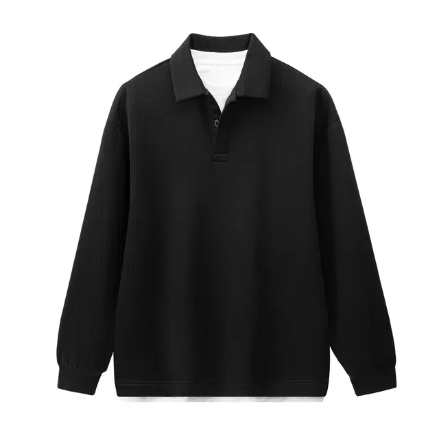 瑞梵帝斯 秋冬美式复古简约基础版型纯色假两件翻领老钱风设计潮流时尚百搭日常通勤舒适亲肤透气柔软宽松休闲卫衣 男款