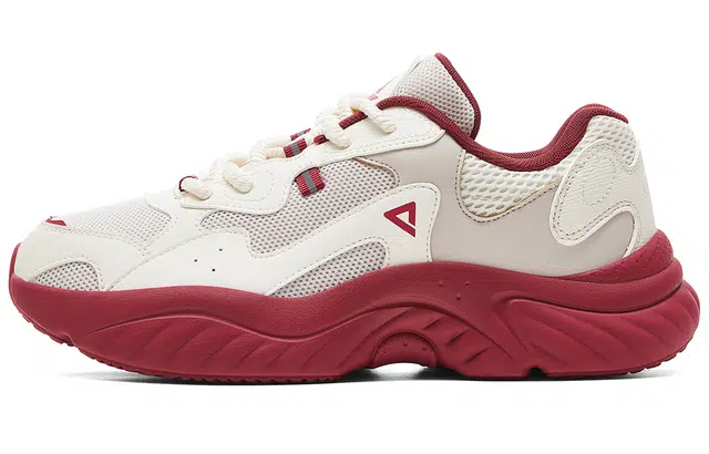 匹克 态极小胖鞋 经典复古 百搭出街 减震回弹增高耐磨防滑 低帮 生活休闲鞋 男款 帆布白红