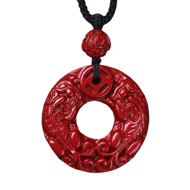 静汝玉 保真貔貅平安扣 朱砂 吊坠 男女同款情侣款
