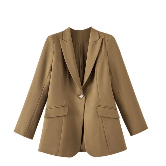 晚白 气质翻驳领一粒扣设计有里衬版型挺括西装外套 女款