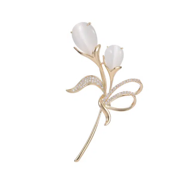 聆听花开 复古优雅气质毛衣西装外套花朵精致小众高级感个性轻奢小清新甜美 合金 胸针 女款