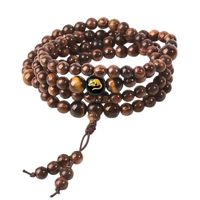 琛宬 古色古香 好运福满新中式复古国风十二生肖守护神佛珠文玩盘串手工编织色泽圆润好运上岸 花梨木 手串 男女同款情侣款