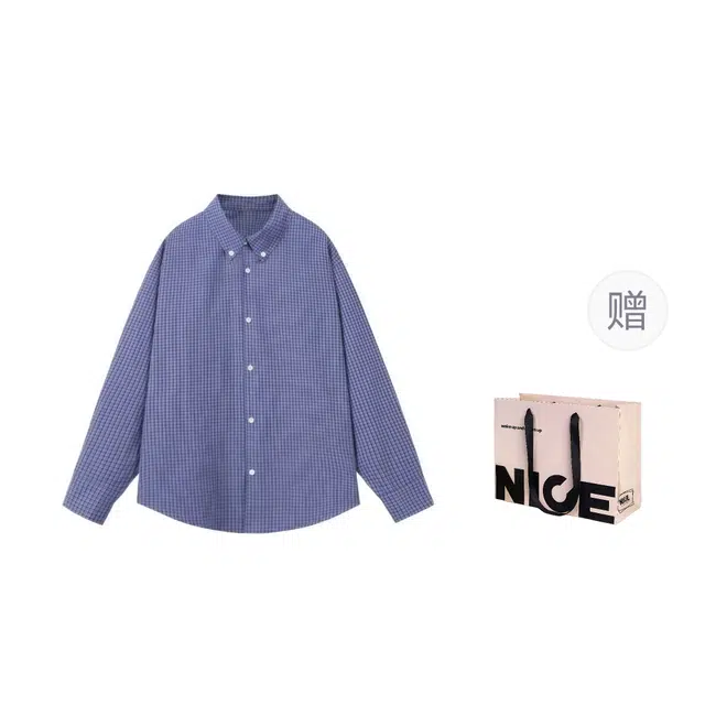 水田夏 美式复古慵懒风格纹格子宽松潮牌衬衫 男款