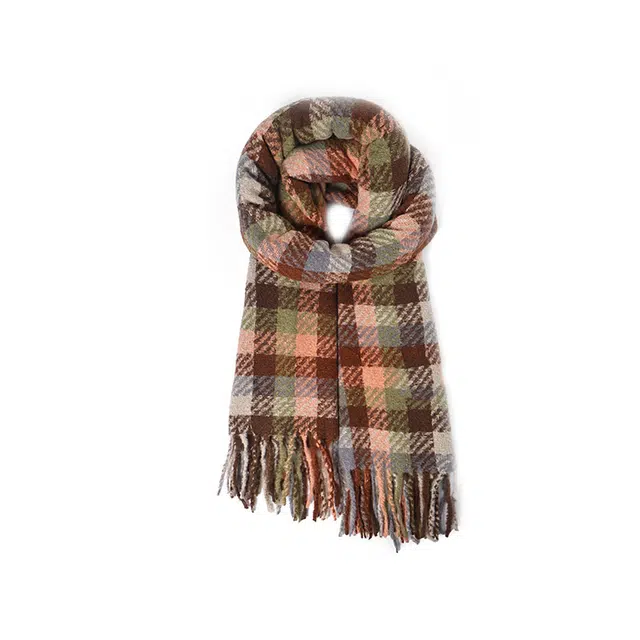 雅鹿优选 韩版氛围感格子保暖心动礼盒装 聚酯纤维 绒线围巾 男女同款情侣款