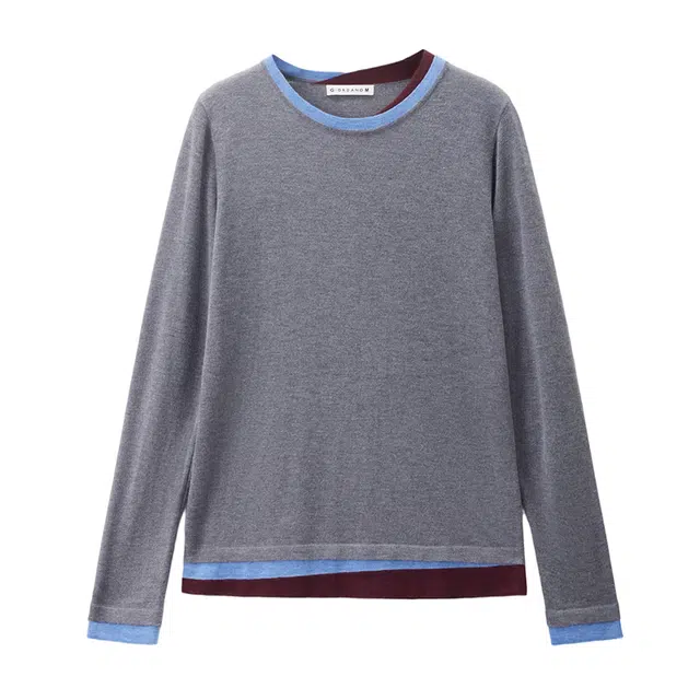 佐丹奴 假两件撞色圆领毛织套头针织衫 女款