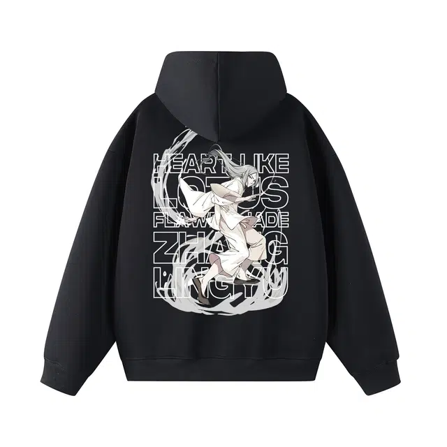 一人之下 张灵玉人物图案字母印花美式休闲落肩宽松舒适春秋个性百搭时尚潮流长袖连帽卫衣 男女同款
