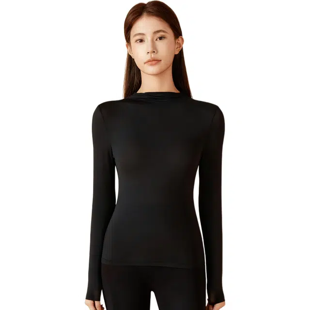 都市丽人 中领秋衣打底衣蓄热锁暖柔软舒适无痕高弹亲肤修身显瘦保暖上装 女款