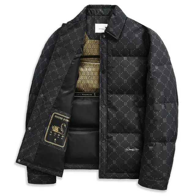 与狼共舞 石墨烯蓄热锁温科技 鹅绒高充绒轻暖时尚满印高街潮流舒适翻领衬衫式外套羽绒服 男款