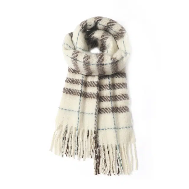 雅鹿优选 氛围感多色条纹韩系 礼盒装 聚酯纤维 绒线围巾 男女同款情侣款