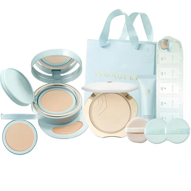 彩棠 双生气垫蜜粉饼彩妆套装 细闪自然无瑕持久不脱妆服帖不卡粉气色润泽提亮肤色遮瑕修饰肤色定妆控油 白皮黄皮