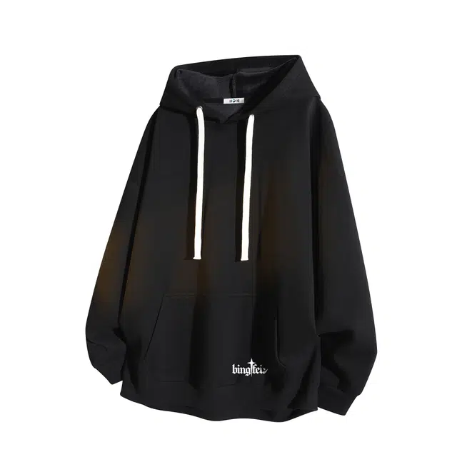 冰飞 美式复古嘻哈街头风收货字母印花加绒加厚御寒保暖长袖连帽套头卫衣 男女同款