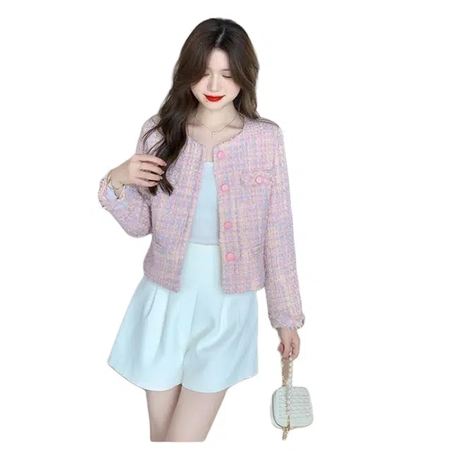 纤丝鸟 香风短款上衣气质名媛高级法式小个子外套棉服 女款